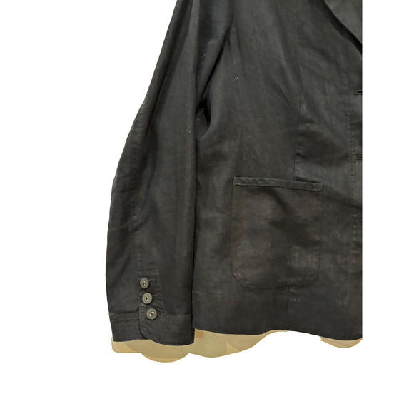 AlfanI Womens Navy Blue Blazer jacket Linen Button Plus Sz 16 Capsule Career - Picture 2 of 8